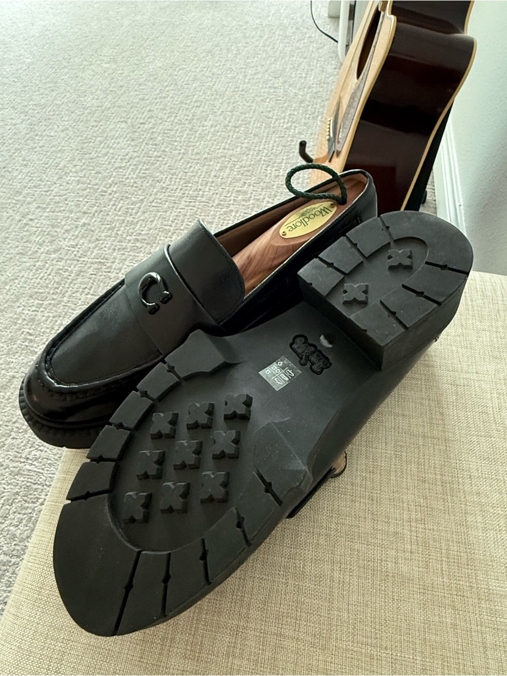 Coach Black Leather Women's Penny Loafers with Signature Hardware - Picture 4 of 4